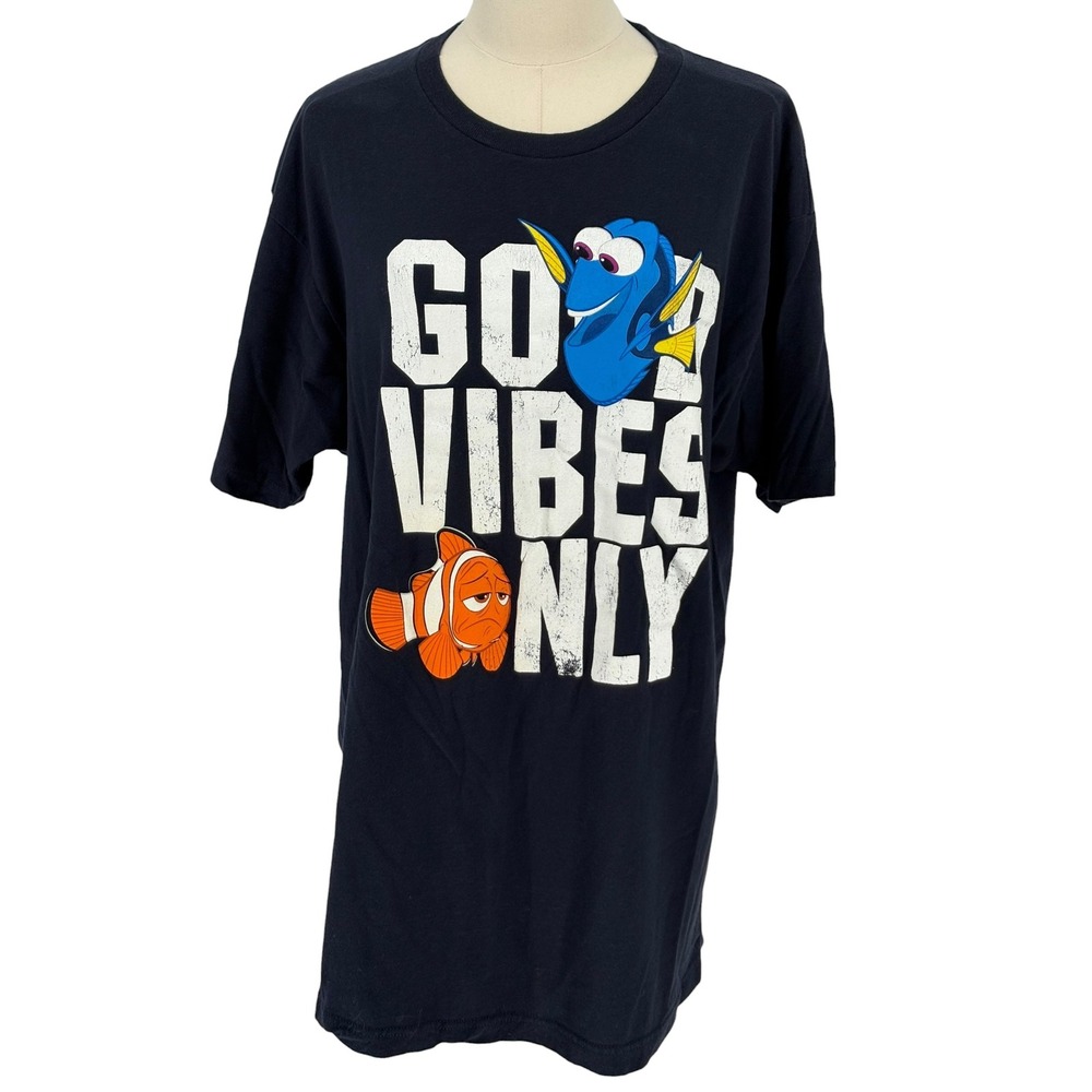 Disney Pixar Finding Dory T-Shirt Navy Blue Good Vibes Only 100% Cotton XL
